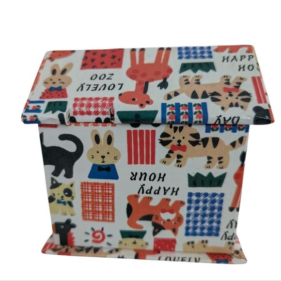 Vintage Zoo Theme Cardboard Trinket Jewelry Box Storage - Picture 5 of 8